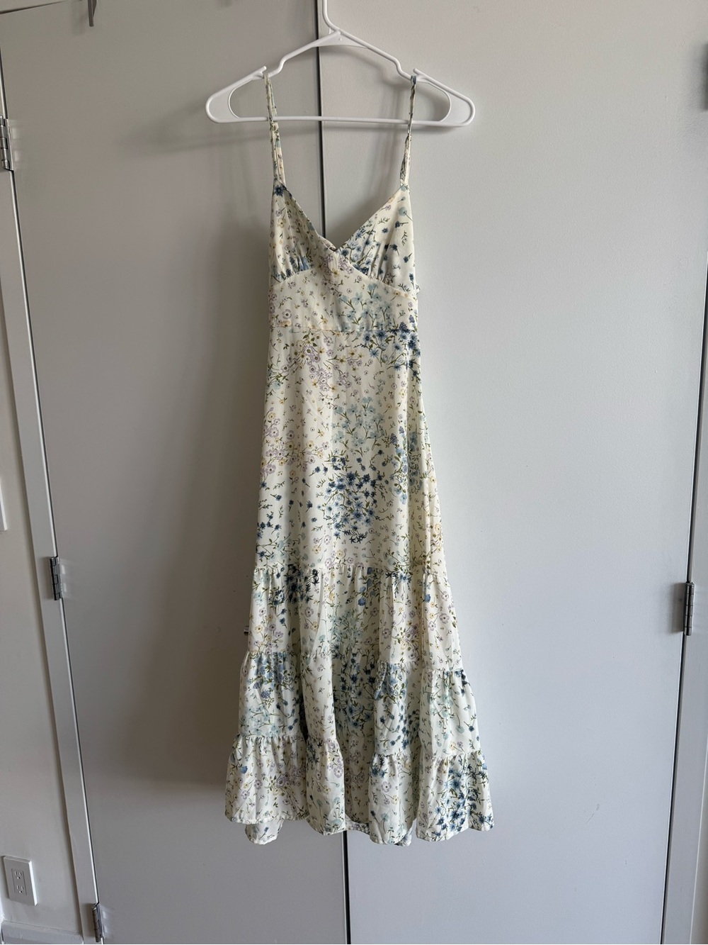 Altar'd State White Floral Spaghetti-Strap Maxi Dress